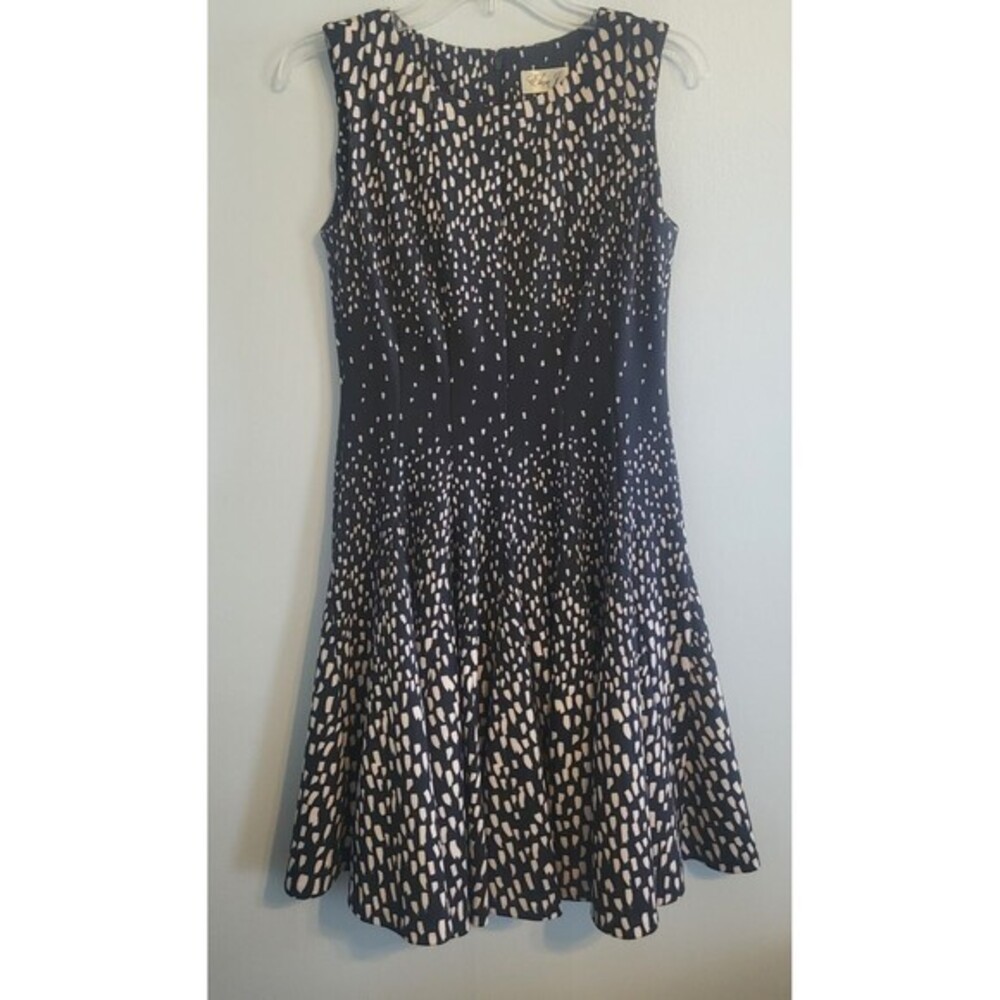 Eliza J. Black and White Sleeveless Polka‎ Dot Swing Dress Size 4 Dancing Party